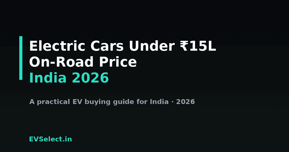 On-Road Price of Electric Cars Under ₹15 Lakh in India (2026)