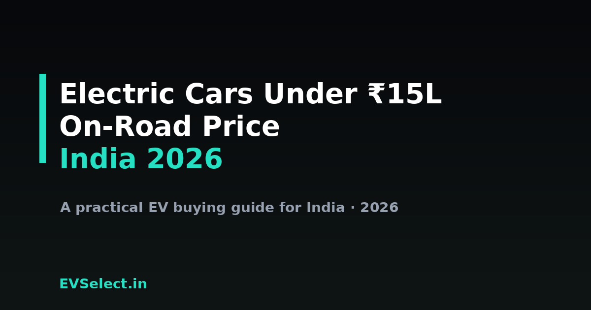 On-Road Price of Electric Cars Under ₹15 Lakh in India (2026)
